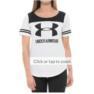 Under Armour Womens Black/White Sportstyle Baseball Tee, Med